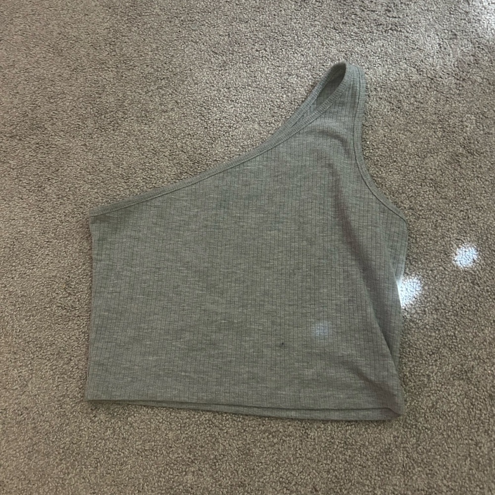 SHEIN Gray One-Shoulder Crop Top